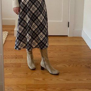 Aerosoles Fabric Knee High Boot Block Heel Tan